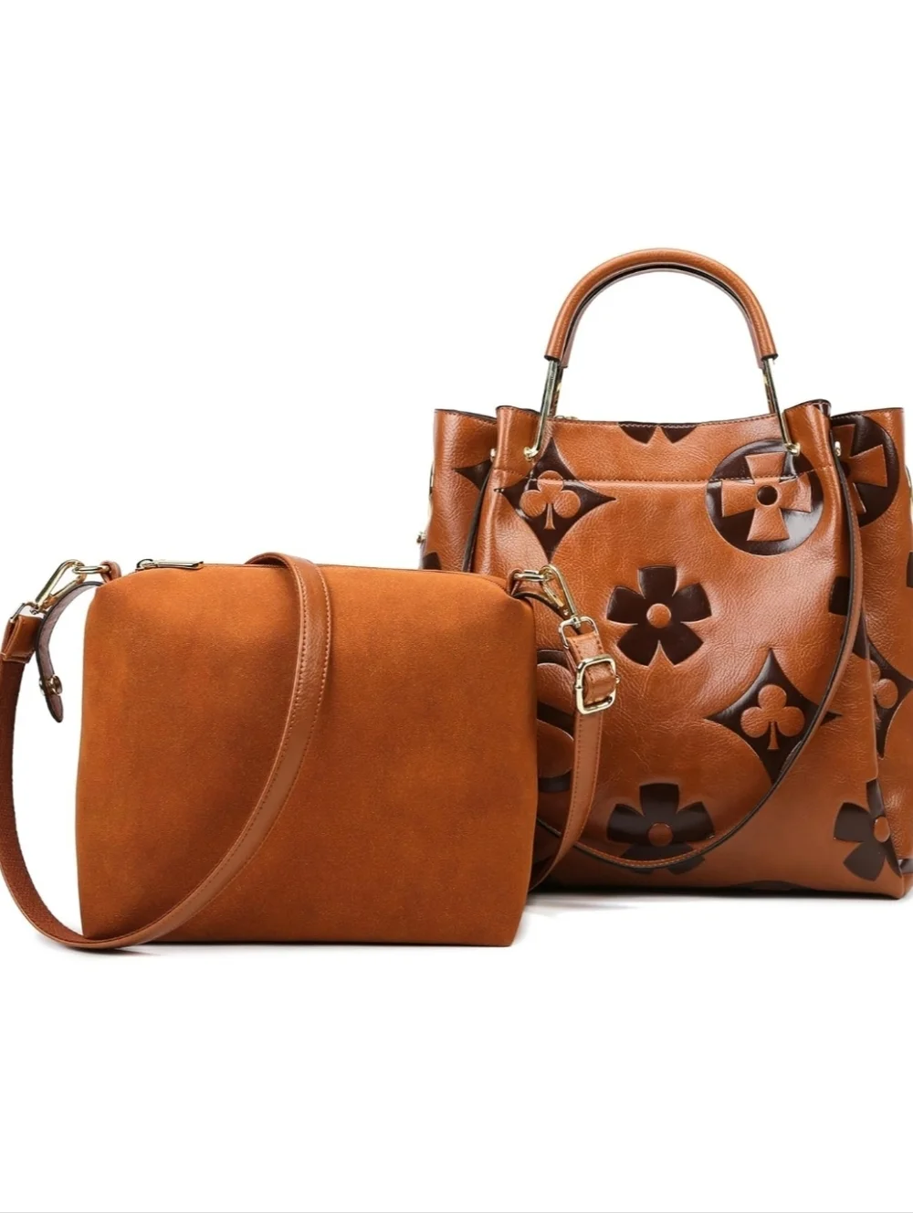 Women's Tan Embossed Floral Tote Bag - Picture 2 of 8